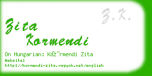 zita kormendi business card